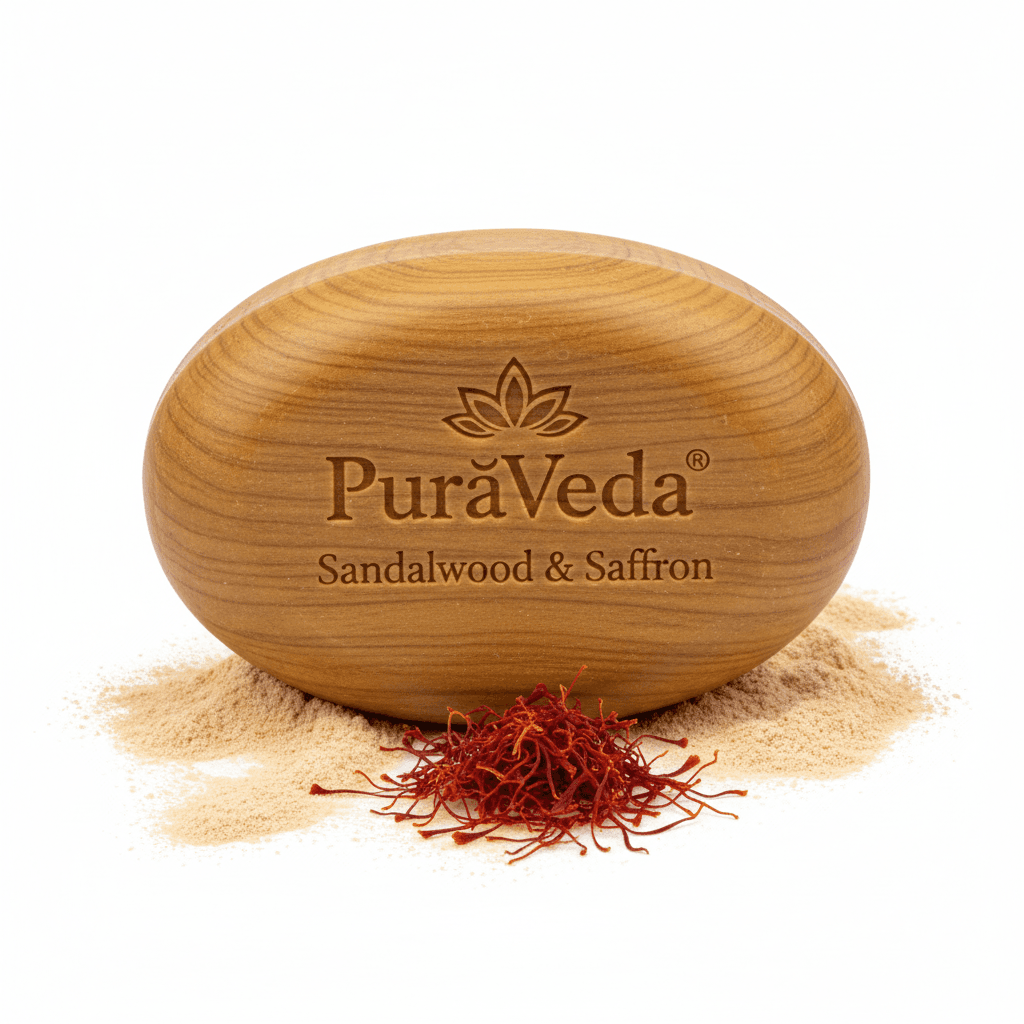 PurāVeda Magic Soap Sandalwood and Saffron De-tan soap bar